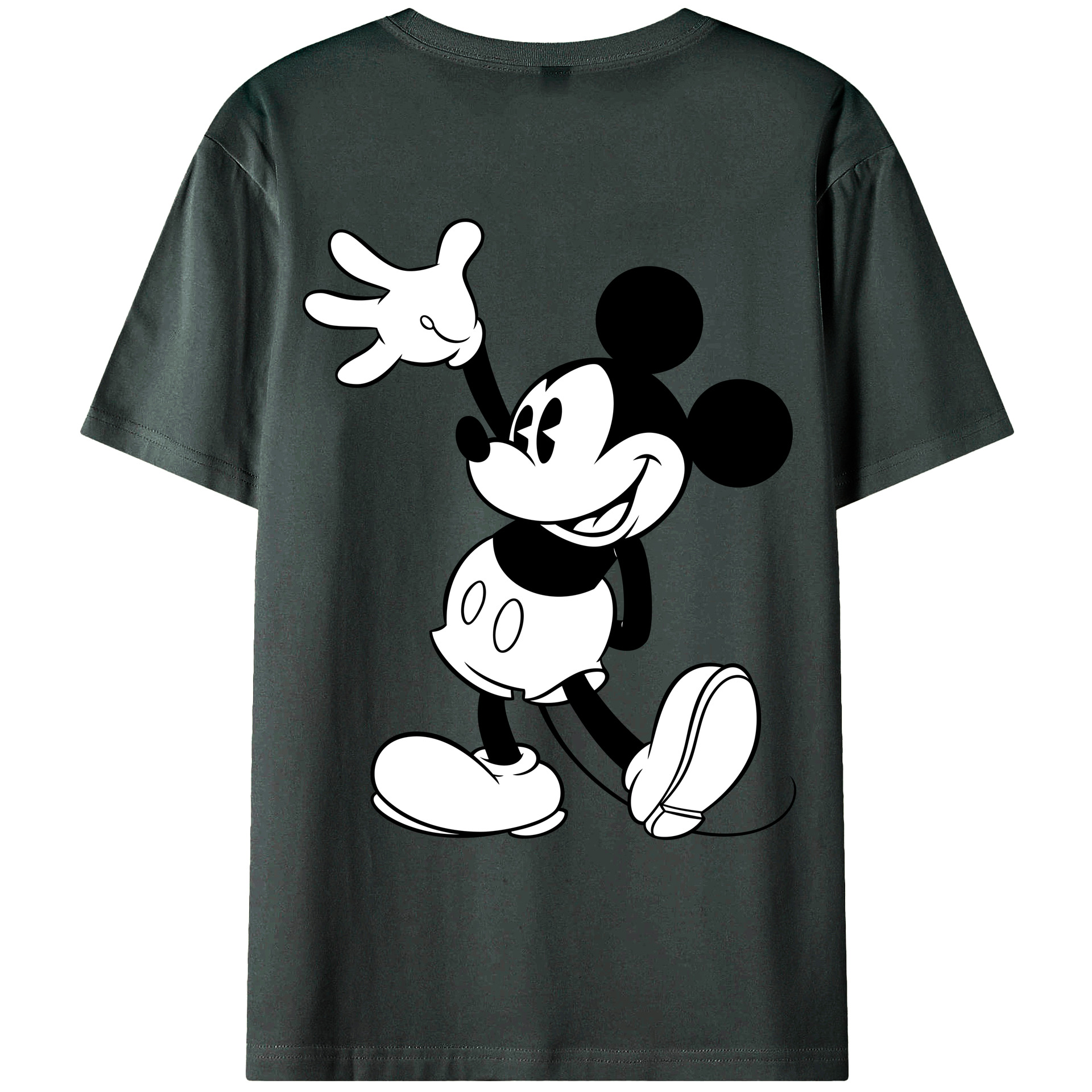 ミッキーマウス Mickey Mouse 綿100％ メンズ半袖Tシャツ（バックプリント） 通気性